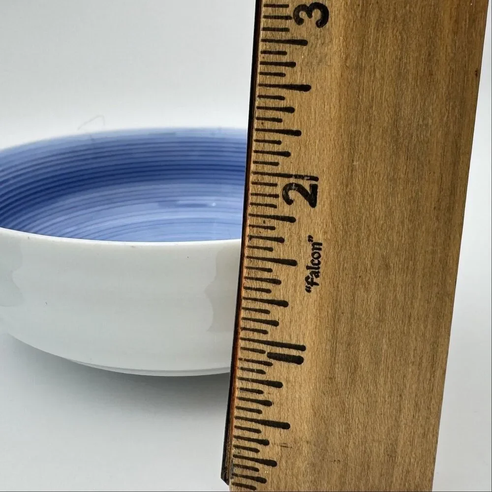 Japanese Blue White Porcelain Rice Bowls Spiral Ribbed 5.5